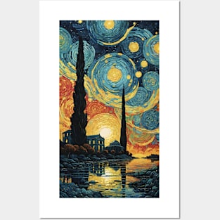 Starry Night Mosaic: Van Gogh's Celestial Symphony Posters and Art